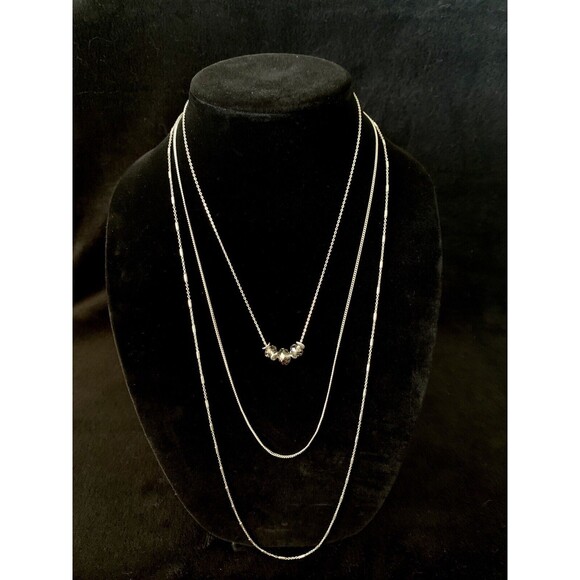 LOFT Multi-strand Silvertone Beads Necklace - Picture 6 of 8